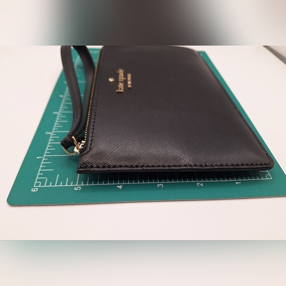 Kate Spade New York Saffiano Black Leather Wristlet Zip Clutch - Picture 7 of 7
